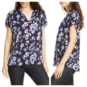 NEW Lewit Size S Floral short sleeve blouse Top V-neck $199